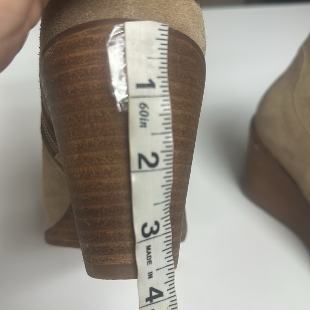 NWT Lucky Brand Women Wadier Wedge Tan Taupe Suede Ankle Boots Booties Size 9.5 - Picture 12 of 12